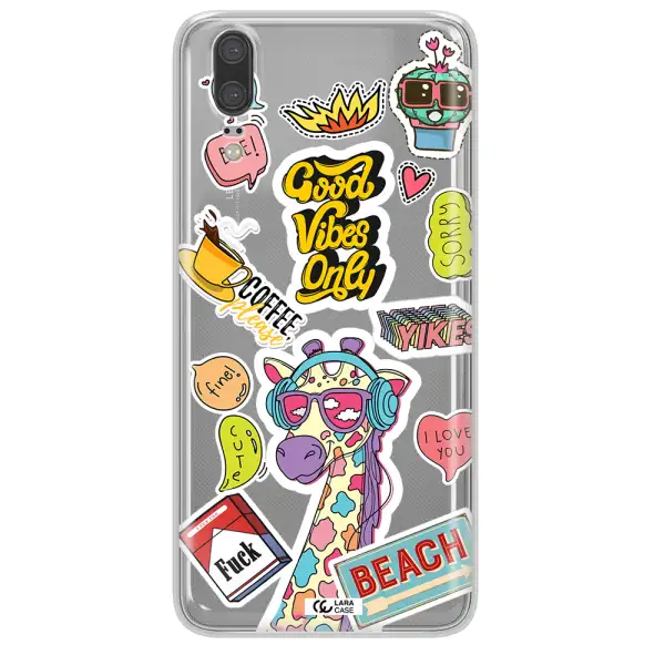 Giraffe Sticker Huawei P20 Clear TPU Case
