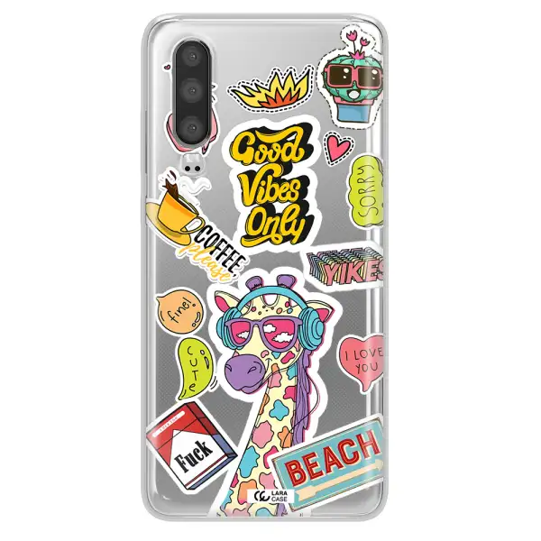 Giraffe Sticker Huawei P30 Clear TPU Case