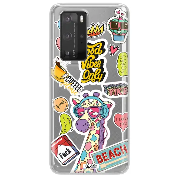 Giraffe Sticker Huawei P40 Pro Clear TPU Case