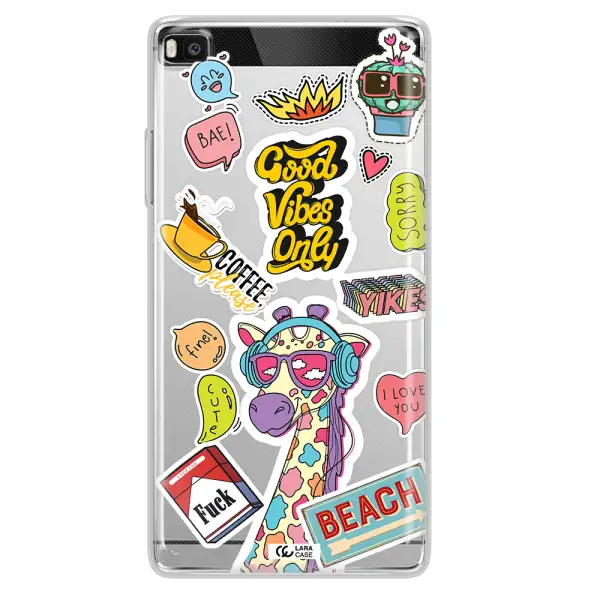 Giraffe Sticker Huawei P8 Clear TPU Case