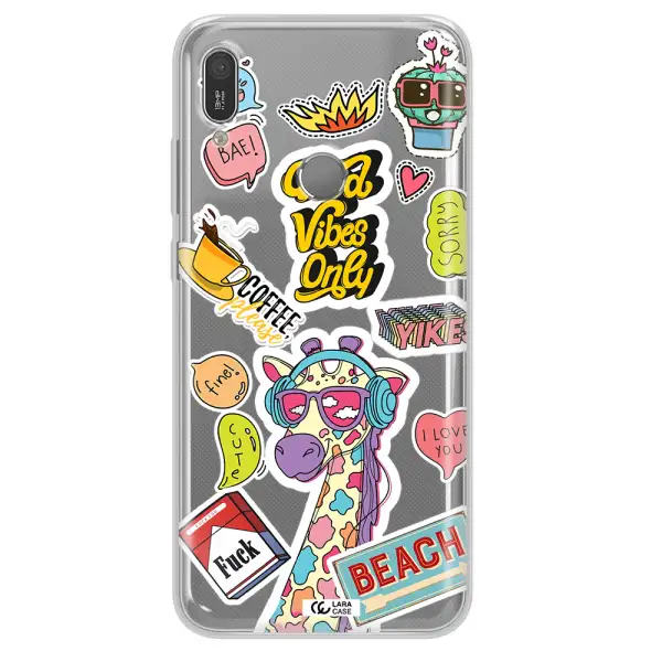 Giraffe Sticker Huawei Y6 2019 Clear TPU Case