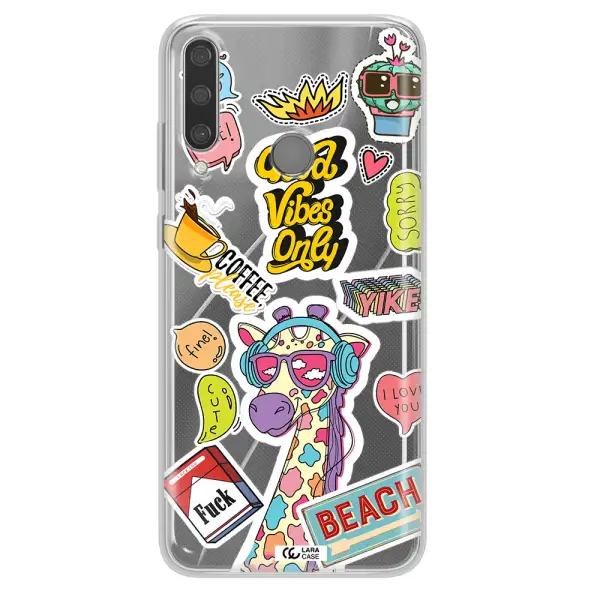 Giraffe Sticker Huawei Y6P Clear TPU Case