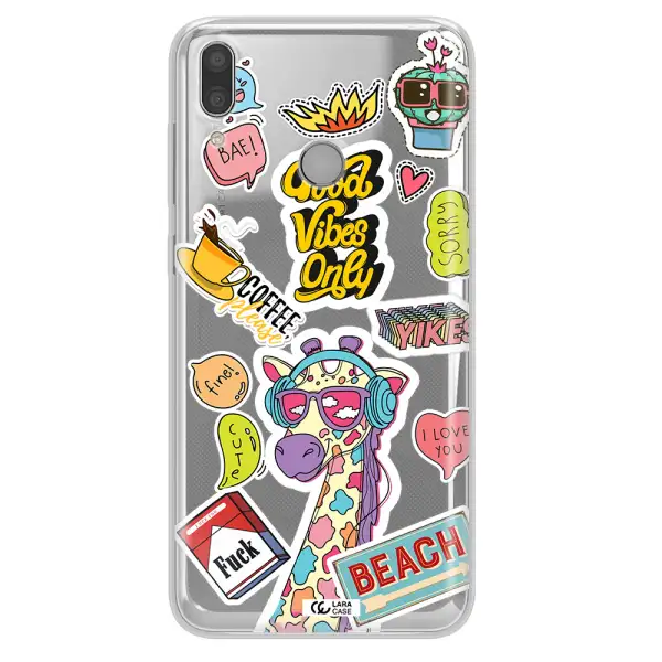 Giraffe Sticker Huawei Y7 2019 Clear TPU Case