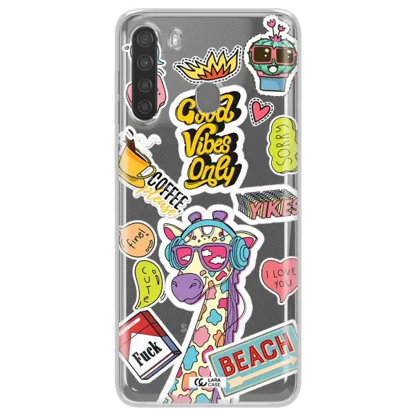Giraffe Sticker Samsung A21 Clear TPU Case