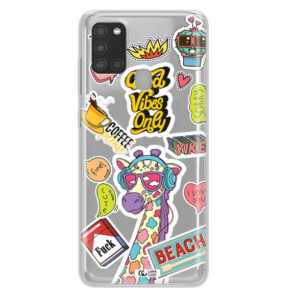 Giraffe Sticker Samsung A21S Clear TPU Case