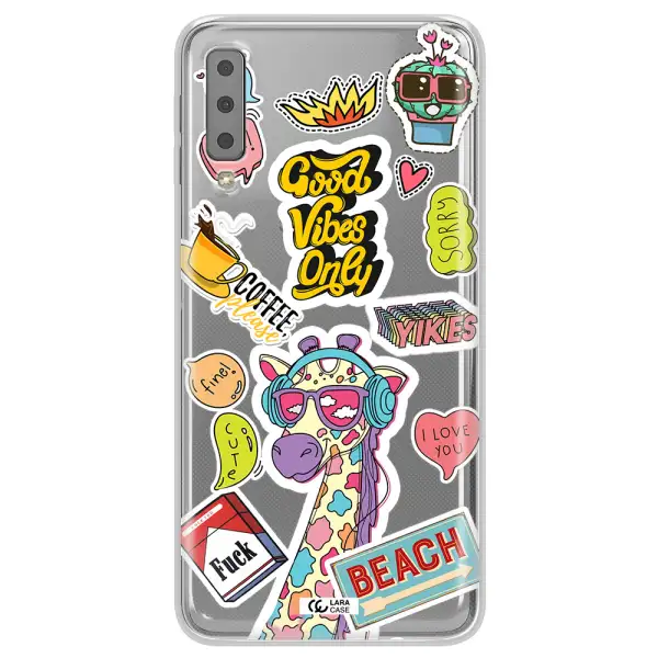 Giraffe Sticker Samsung A7 2018 Clear TPU Case