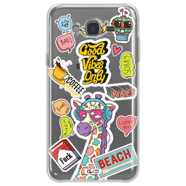 Giraffe Sticker Samsung J7 2015 Clear TPU Case