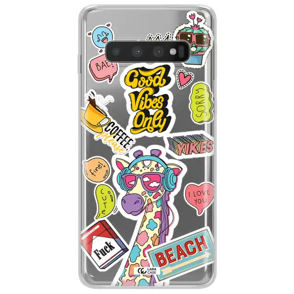 Giraffe Sticker Samsung S10 Clear TPU Case