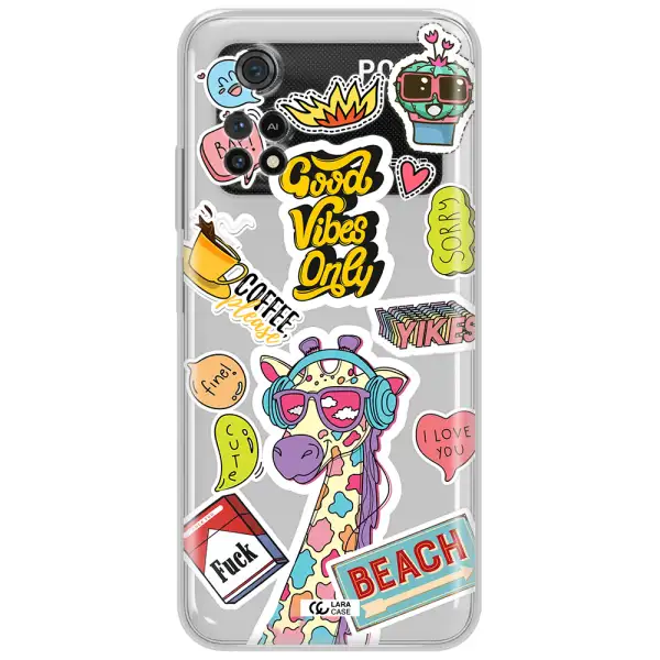 Giraffe Sticker Xiaomi Poco M4 Pro 4G Clear Tpu Case
