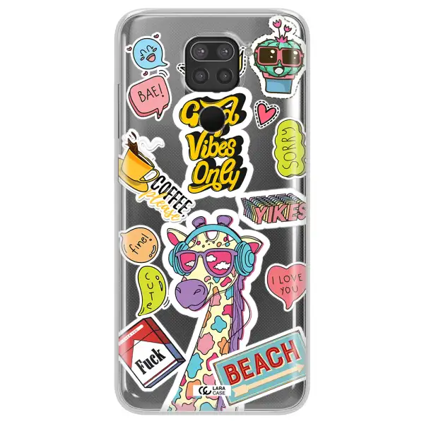 Giraffe Sticker Xiaomi Redmi Note 9 Clear TPU Case