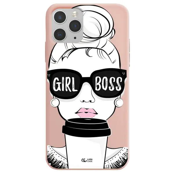 Girl Boss Apple iPhone 11 pro max Silicone pastel pink Case