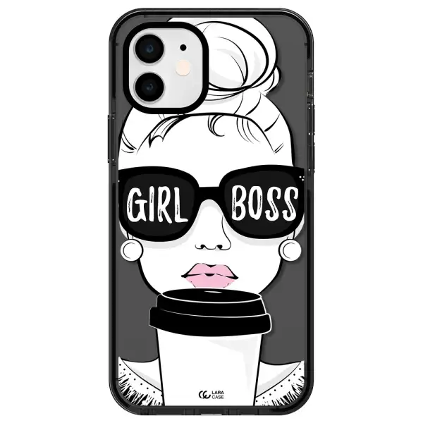 Girl Boss Apple iPhone 12 impact Smoke Black Case