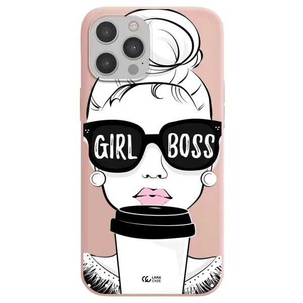 Girl Boss Apple iPhone 12 pro max Silicone pastel pink Case