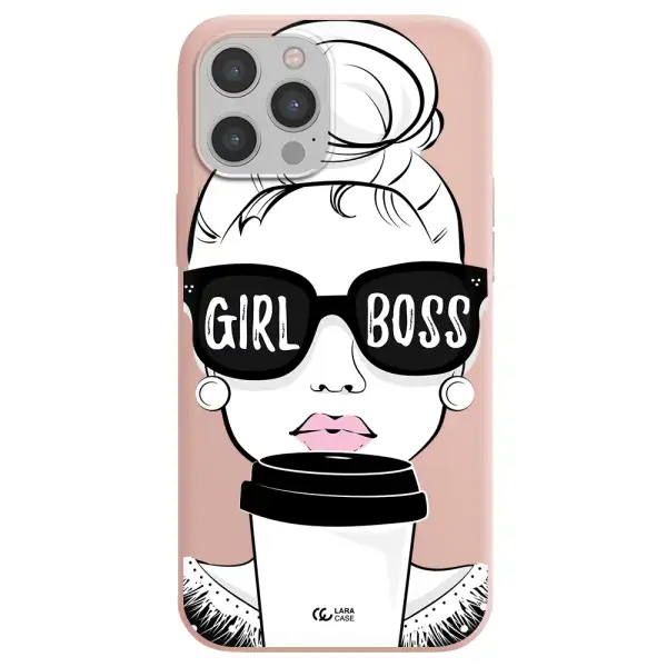 Girl Boss Apple iPhone 12 pro Silicone pastel pink Case