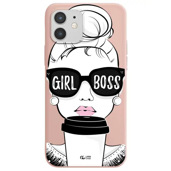 Girl Boss Apple iPhone 12 Silicone pastel pink Case