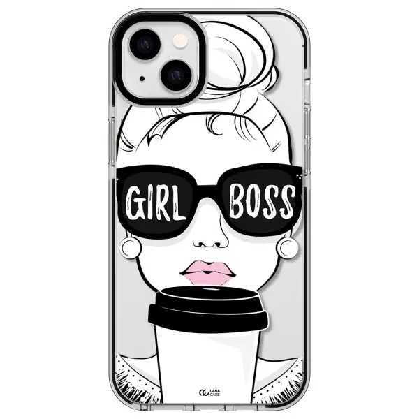 Girl Boss Apple iPhone 14 plus impact black border Case