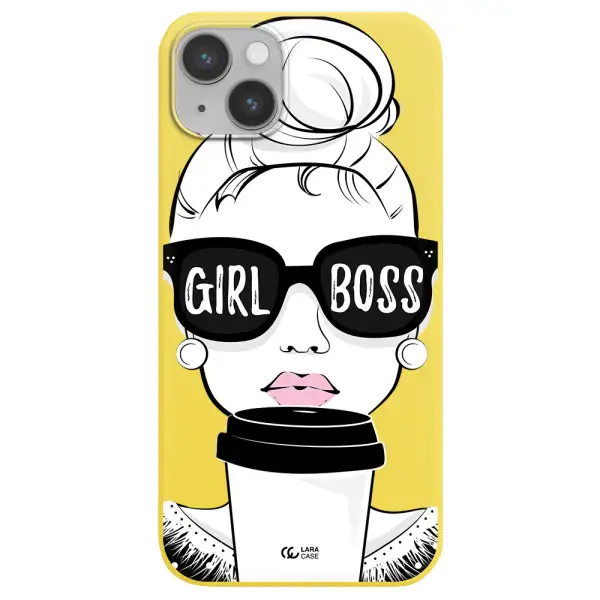 Girl Boss Apple iPhone 14 plus Silicone canary yellow Case