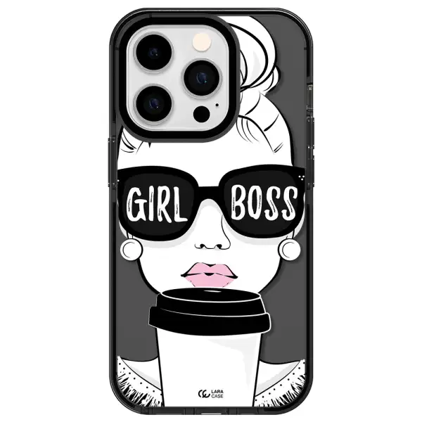 Girl Boss Apple iPhone 14 pro impact Smoke Black Case