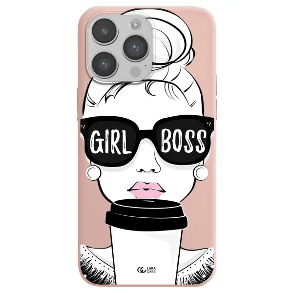 Girl Boss Apple iPhone 14 pro max Silicone pastel pink Case