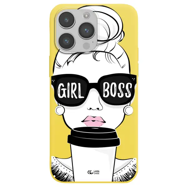 Girl Boss Apple iPhone 14 pro Silicone canary yellow Case