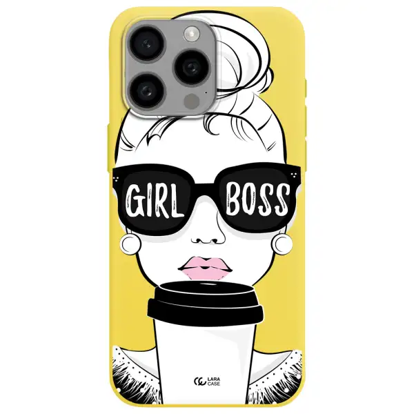 Girl Boss Apple Iphone 15 Pro max Silicone canary yellow Case