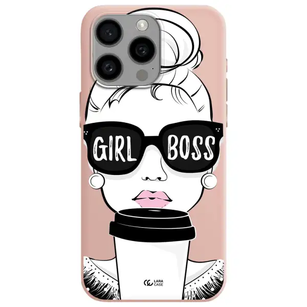Girl Boss Apple Iphone 15 Pro max Silicone pastel pink Case