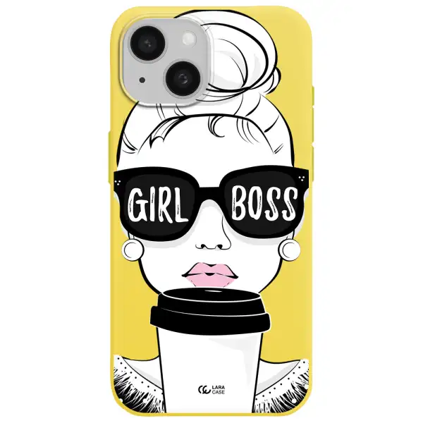 Girl Boss Apple iPhone 15 Silicone canary yellow Case