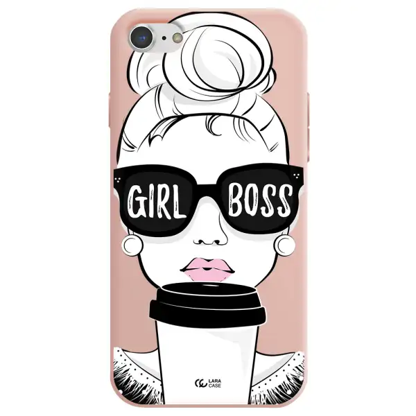 Girl Boss Apple iPhone 8 Silicone pastel pink Case