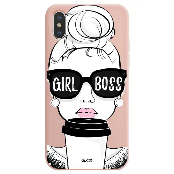 Girl Boss Apple iPhone X Silicone pastel pink Case