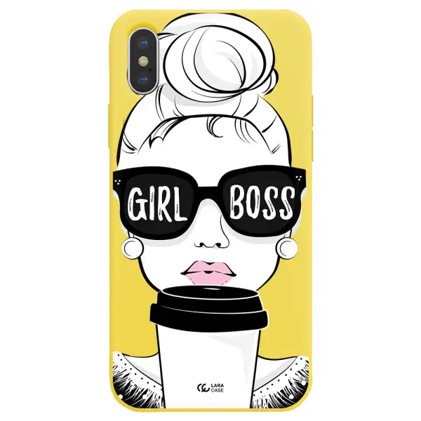 Girl Boss Apple iPhone XS Silicone canary yellow Case