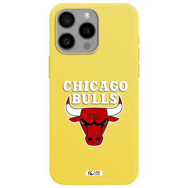 Chicago Bulls Apple Iphone 15 Pro max Silicone canary yellow Case