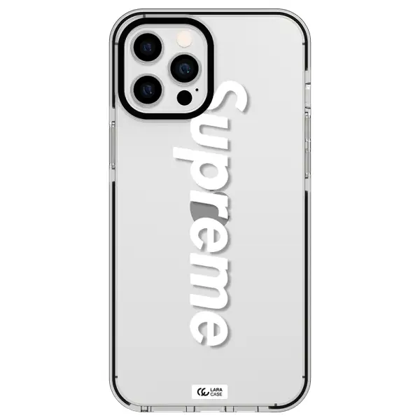Supreme Vertical Apple iPhone 12 pro max impact black border Case