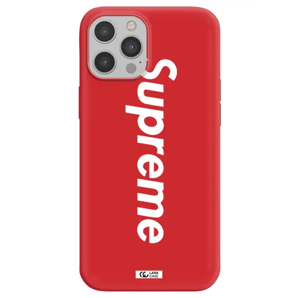 Supreme Vertical Apple iPhone 12 pro max Silicone Imperial Red Case