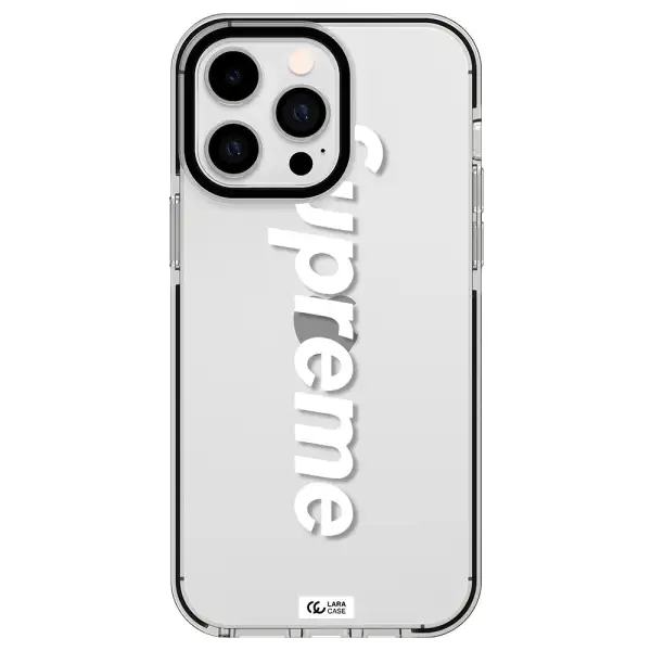 Supreme Vertical Apple iPhone 15 Pro impact black border Case