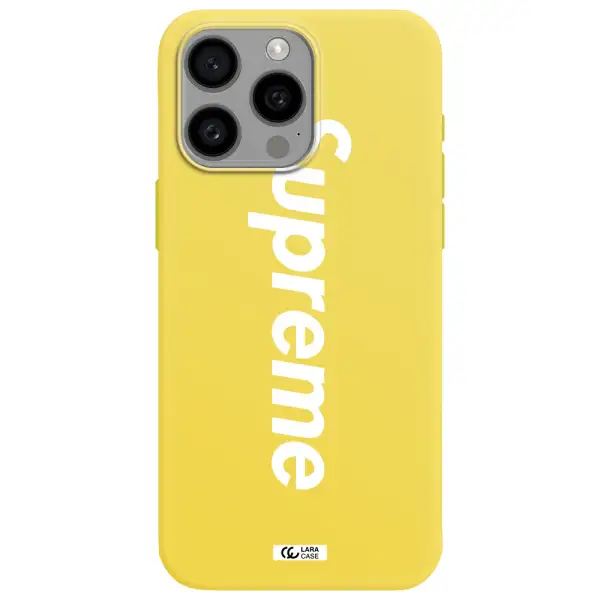 Supreme Vertical Apple Iphone 15 Pro max Silicone canary yellow Case