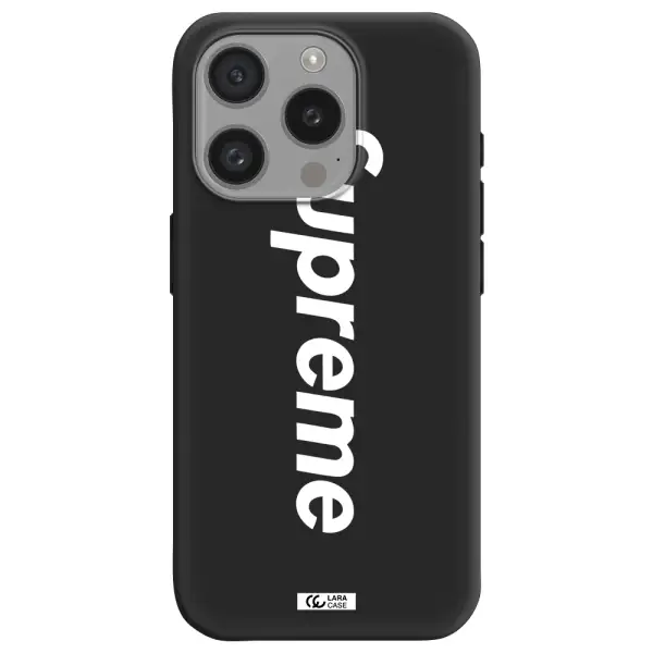 Supreme Vertical Apple Iphone 15 Pro Silicone Black Case