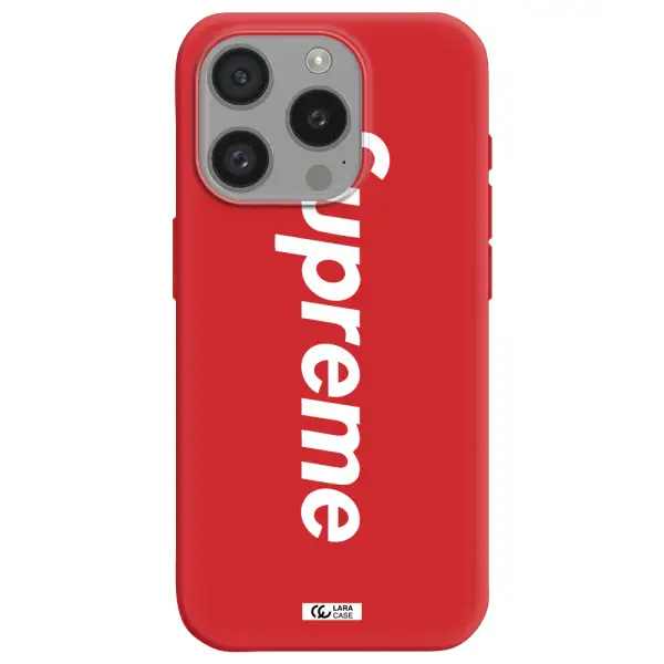Supreme Vertical Apple Iphone 15 Pro Silicone Imperial Red Case