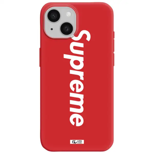 Supreme Vertical Apple Iphone 15 Silicone Imperial Red Case