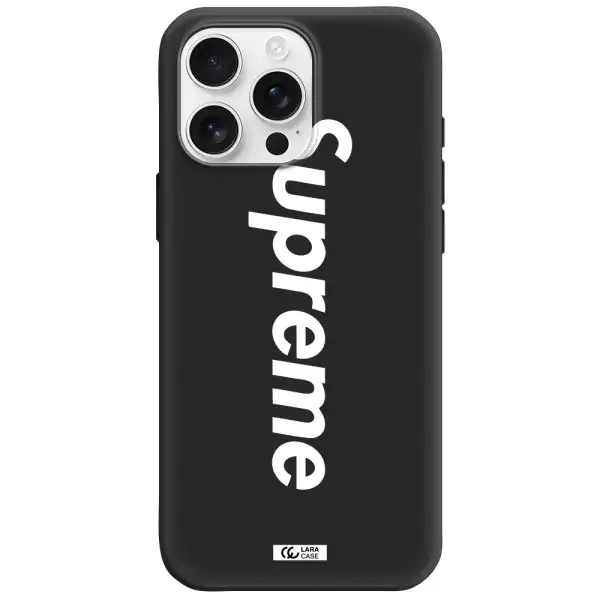 Supreme Vertical Apple Iphone 16 Pro Max Silicone Black Case