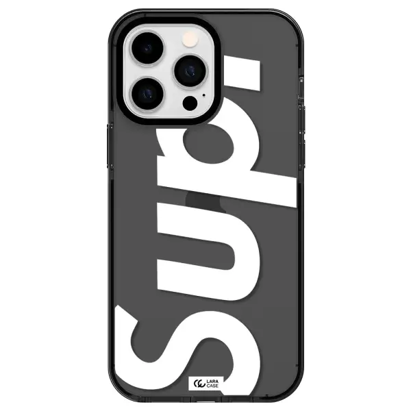 Big Supreme Apple iPhone 15 Pro impact Smoke Black Case