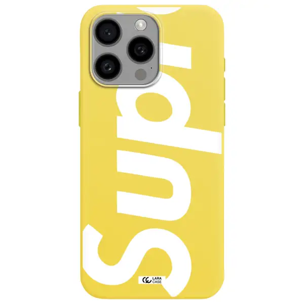 Big Supreme Apple Iphone 15 Pro max Silicone canary yellow Case