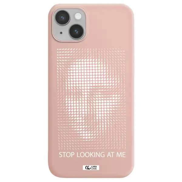 Stop Looking At Me Apple iPhone 14 Silicone pastel pink Case