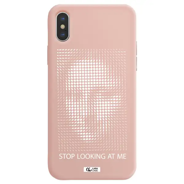 Stop Looking At Me Apple iPhone X Silicone pastel pink Case