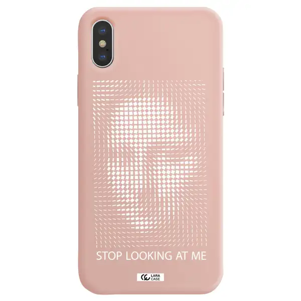 Stop Looking At Me Apple iPhone XS Silicone pastel pink Case