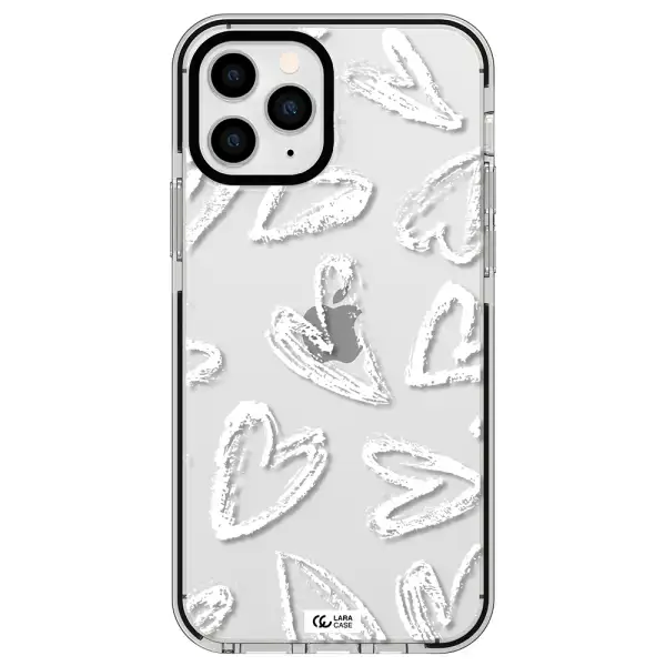 Chalk Hearts Apple iPhone 11 pro impact black border Case