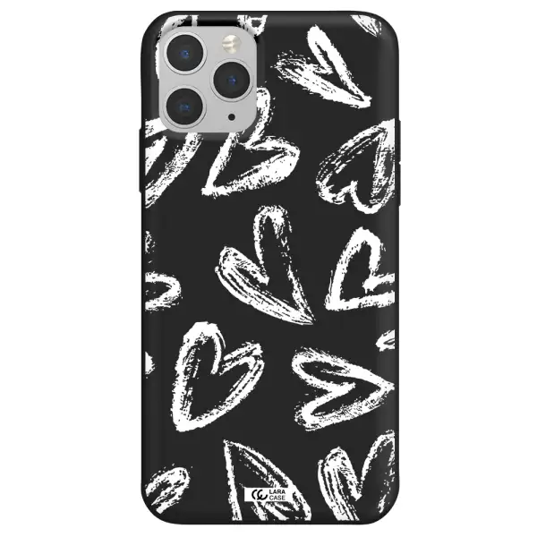 Chalk Hearts Apple iPhone 11 pro max Silicone black Case