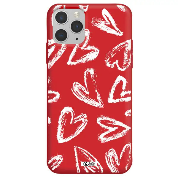Chalk Hearts Apple iPhone 11 pro max Silicone Imperial Red Case