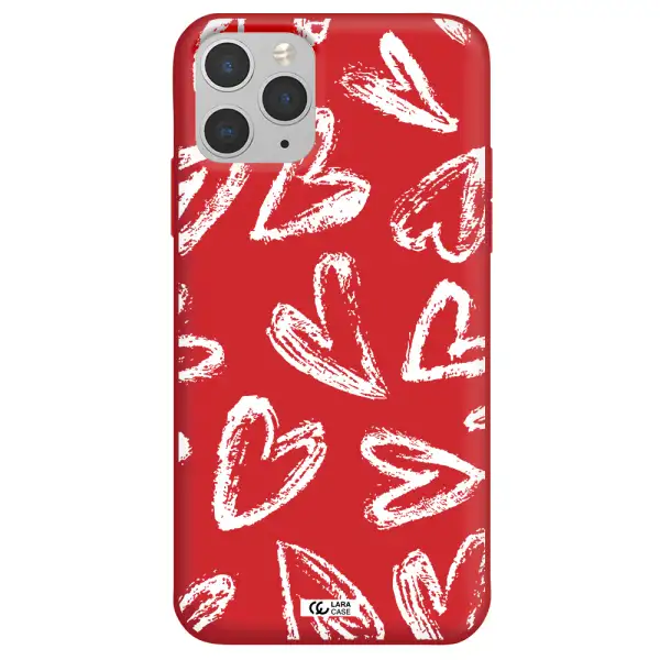 Chalk Hearts Apple iPhone 11 pro Silicone Imperial Red Case