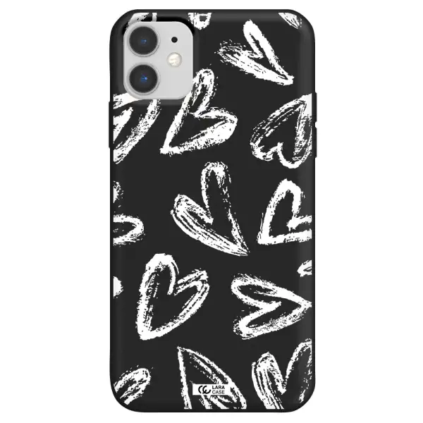 Chalk Hearts Apple iPhone 11 Silicone black Case