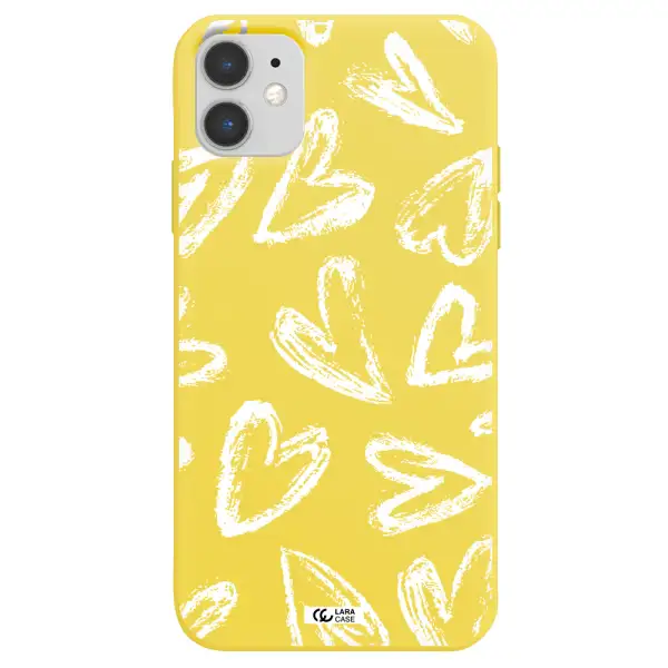 Chalk Hearts Apple iPhone 11 Silicone canary yellow Case